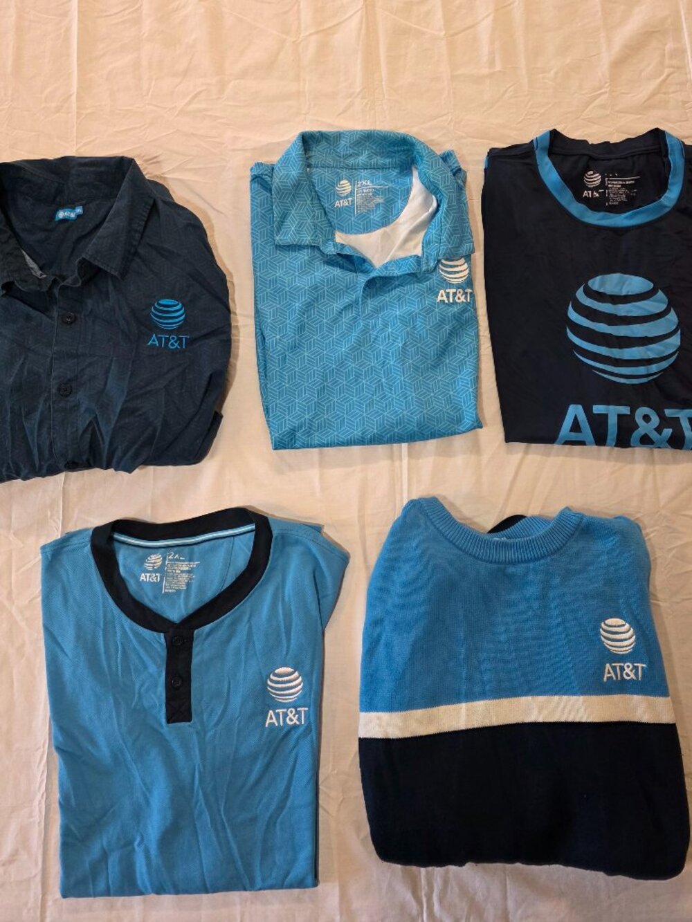 AT&T Employee Uniform Shirts Men's XXL Lot of 5 Long Sleeve and Short Sleeve